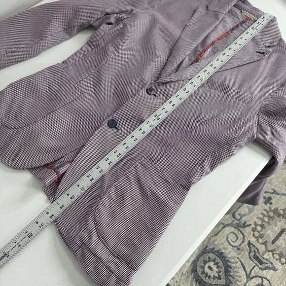 BOB Blazer Jacket Mens IT 50 Blue Check Print Tailored Sport Coat Made in Italy - Picture 11 of 13